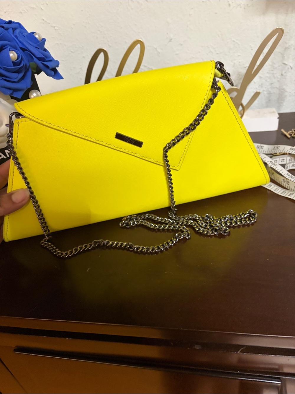 Bright Yellow Envelope Clutch Wristlet - Sleek Women's Handbag - Picture 7 of 7